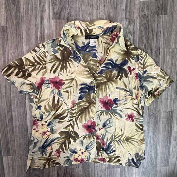 Jones New York Floral Tropical Button Up Blouse Women’s Top - Picture 1 of 4